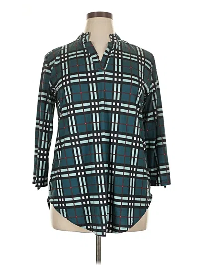 Pre-owned Splash 3/4 Sleeve Blouse In Blue