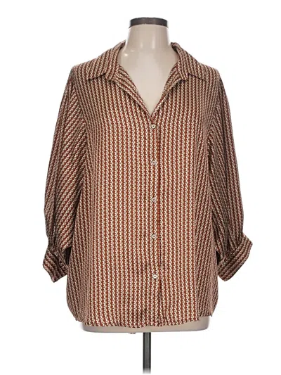 Pre-owned Splash 3/4 Sleeve Button Down Shirt In Brown