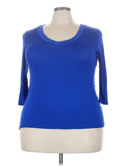 Pre-owned Splash 3/4 Sleeve Top Blue Scoop Neck Tops