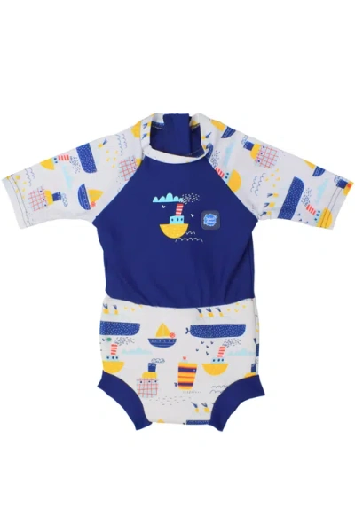 Splash About Kids'  Happy Nappy® Sunsuit With Incorporated Swim Diaper In Blue