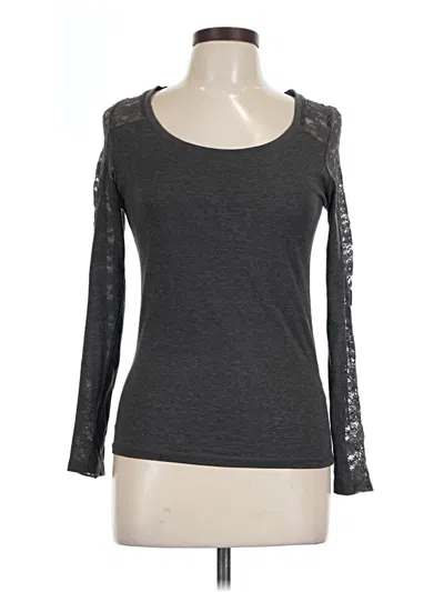Pre-owned Splash Long Sleeve Top Gray Scoop Neck Tops