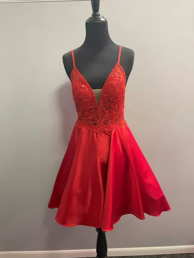 Splash Prom Deep V-neck Cocktail Dress In Red