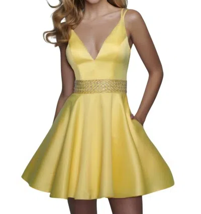 Splash Prom Satin Skater Dress In Yellow