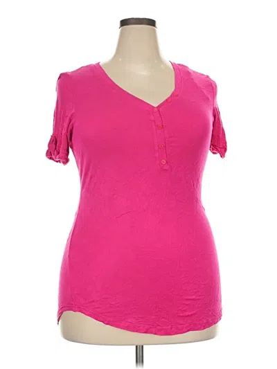 Pre-owned Splash Short Sleeve Henley Shirt In Pink