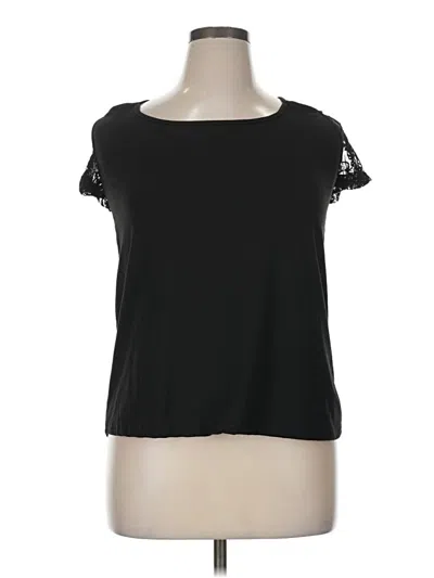 Pre-owned Splash Short Sleeve Top Black Scoop Neck Tops