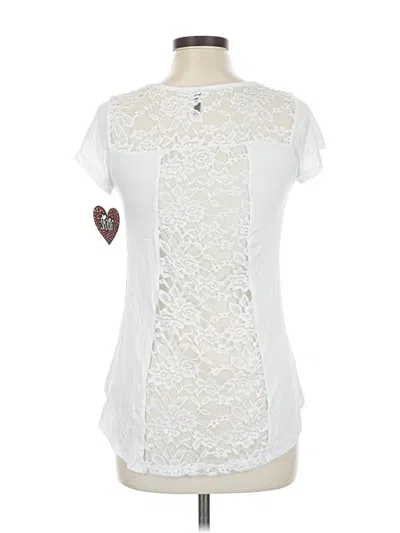 Pre-owned Splash Short Sleeve Top Ivory Sweetheart Neckline Tops In White