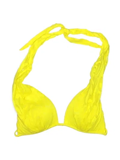 Pre-owned Splash Swimsuit Top Yellow Solid Pattern Swimwear