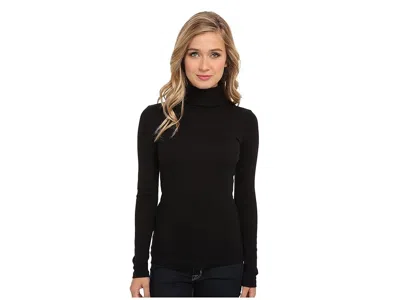 Splendid 1x1 Classic Long Sleeve Turtleneck In Black