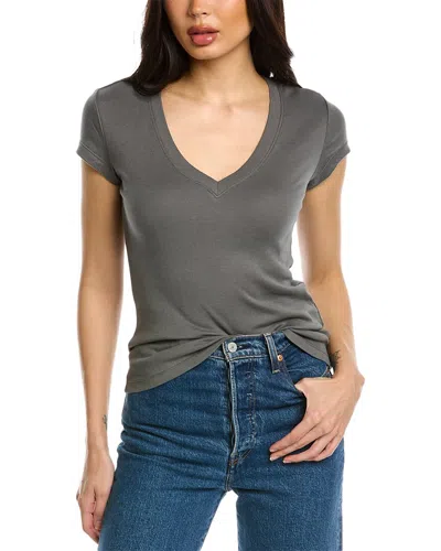 Splendid 1x1 V-neck T-shirt In Gray