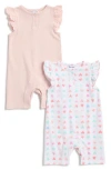 Splendid Babies'  2-pack Assorted Rompers In Pink/rainbow Hearts