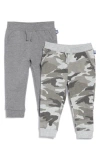 Splendid Babies'  2-pack Drawstring Joggers In Camo/charcoal Heather Grey
