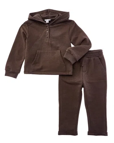 Splendid Kids' 2pc Adventure Hoodie & Pant Set In Brown