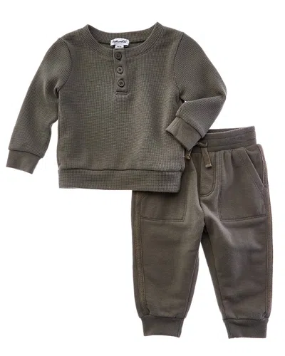 Splendid Kids' 2pc Adventure Thermal Top & Jogger Pant Set In Gray