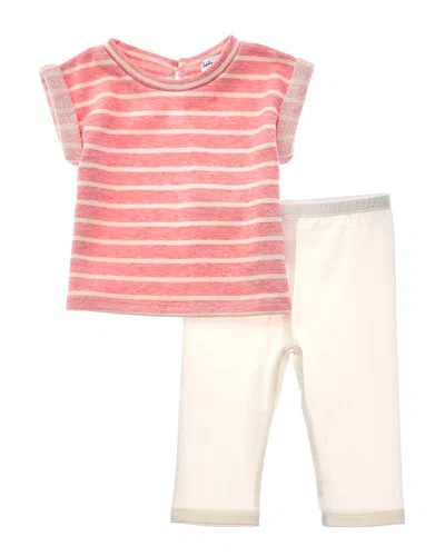Splendid Kids' 2pc Boardwalk Stripe Shirt & Pant Set In Pink
