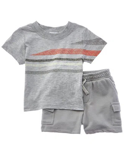 Splendid Kids' 2pc Cali Stripe Shirt & Short Set In Gray