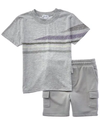 Splendid 2pc Cali Stripe Shirt & Short Set In Gray