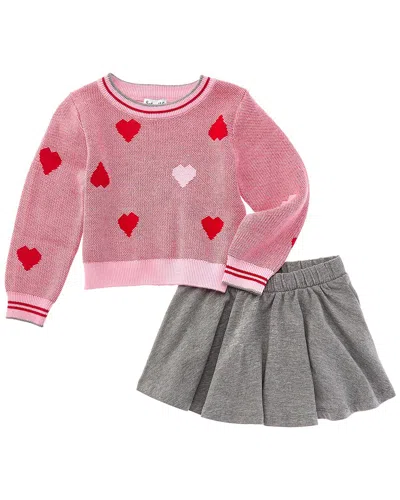 Splendid 2pc Candy Heart Sweater & Skirt Set In Multi