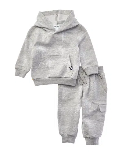 Splendid 2pc Checkerblock Hoodie Set In Silver