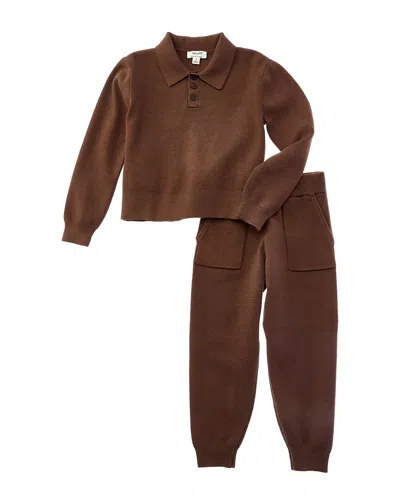 Splendid Kids' 2pc Cj Sweater Set In Brown
