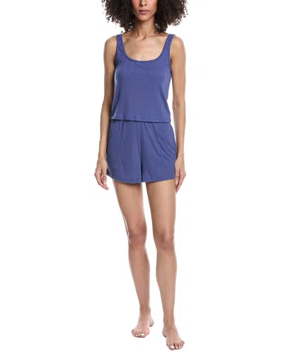 Splendid 2pc Crop Tank & Boxer Short Set In Blue