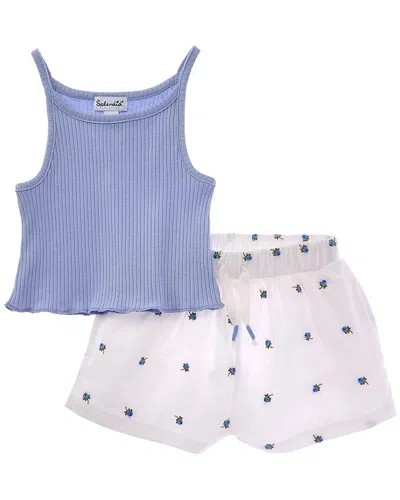 Splendid Kids' 2pc Fresh Floral Top & Skirt Set In Blue