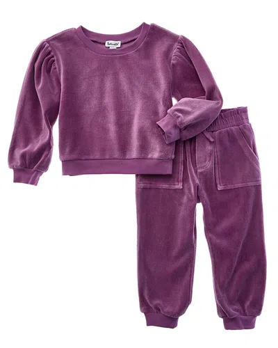 Splendid Kids' 2pc Jade Velour Sweatshirt & Jogger Pant Set In Purple