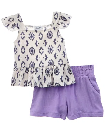 Splendid Kids' 2pc Linen-blend Tank & Short Set In Multi