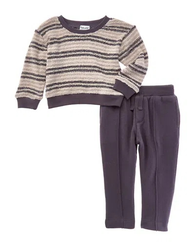 Splendid 2pc Loopy Stripe Knit Sweater & Pant Set In Gray