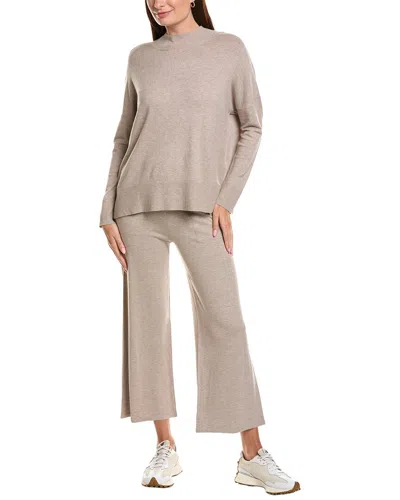Splendid 2pc Mock Neck Sweater & Sweater Pant Set In Gray