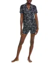 Splendid 2pc Notch Top & Boxer Set In Black