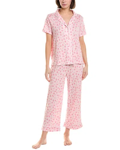 Splendid 2pc Notch Top & Crop Pant Set In Pink