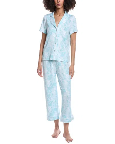 Splendid 2pc Notch Top & Crop Pant Set In Blue