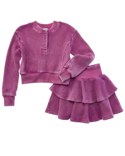 Splendid Kids' 2pc Playful Perry Top & Skirt Set In Purple