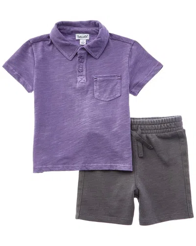 Splendid Kids' 2pc Polo Shirt & Short Set In Purple