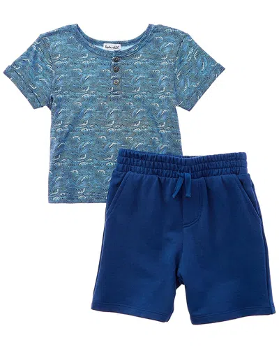 Splendid Kids' 2pc Retro Wave Shirt & Short Set In Blue