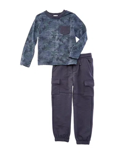 Splendid 2pc Scenic Route Camo T-shirt & Pant Set In Blue