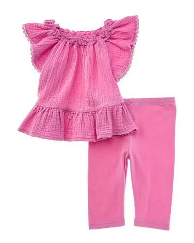 Splendid Kids' 2pc Sun Gauze Top & Legging Set In Pink