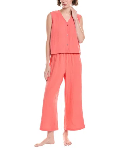 Splendid 2pc Vest & High-waist Crop Pant Set In Orange