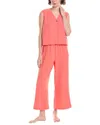 Splendid 2pc Vest & High-waist Crop Pant Set In Orange