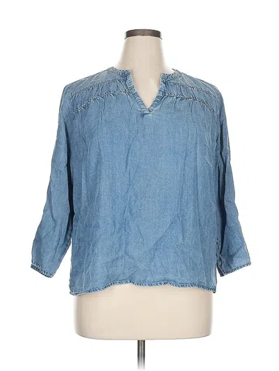 Pre-owned Splendid 3/4 Sleeve Blouse In Blue