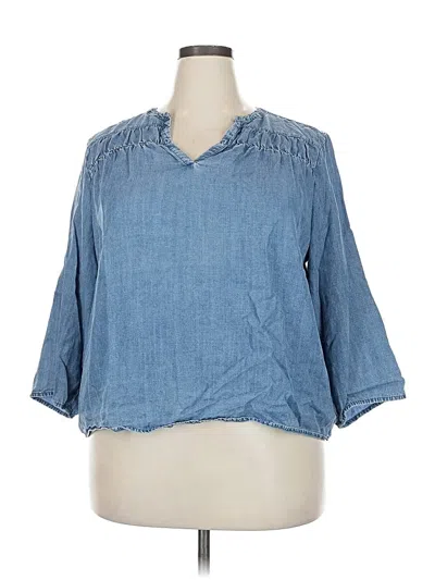 Pre-owned Splendid 3/4 Sleeve Blouse In Blue