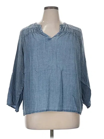 Pre-owned Splendid 3/4 Sleeve Blouse In Blue