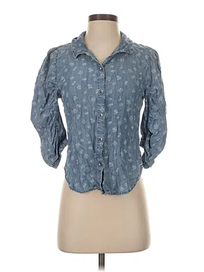 Pre-owned Splendid 3/4 Sleeve Button Down Shirt In Blue