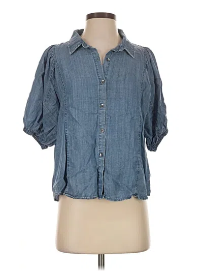 Pre-owned Splendid 3/4 Sleeve Button Down Shirt In Blue