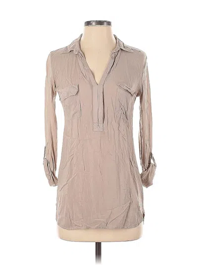 Pre-owned Splendid 3/4 Sleeve Button Down Shirt In Brown