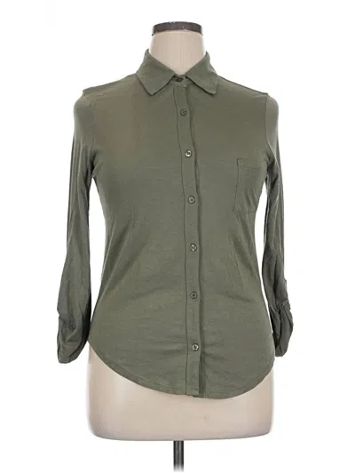 Pre-owned Splendid 3/4 Sleeve Button Down Shirt In Green