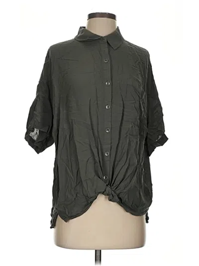 Pre-owned Splendid 3/4 Sleeve Button Down Shirt In Green