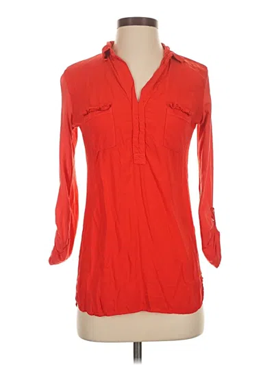 Pre-owned Splendid 3/4 Sleeve Button Down Shirt In Red