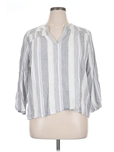 Pre-owned Splendid 3/4 Sleeve Button Down Shirt In Silver