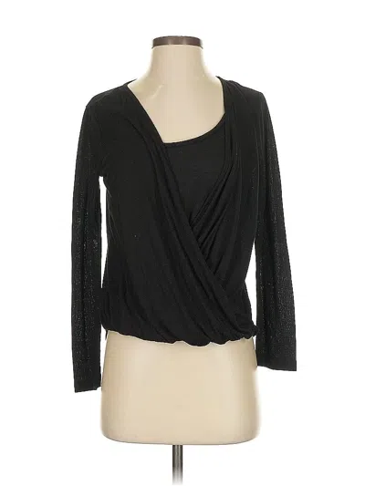 Pre-owned Splendid 3/4 Sleeve Top Black Plunge Neckline Tops